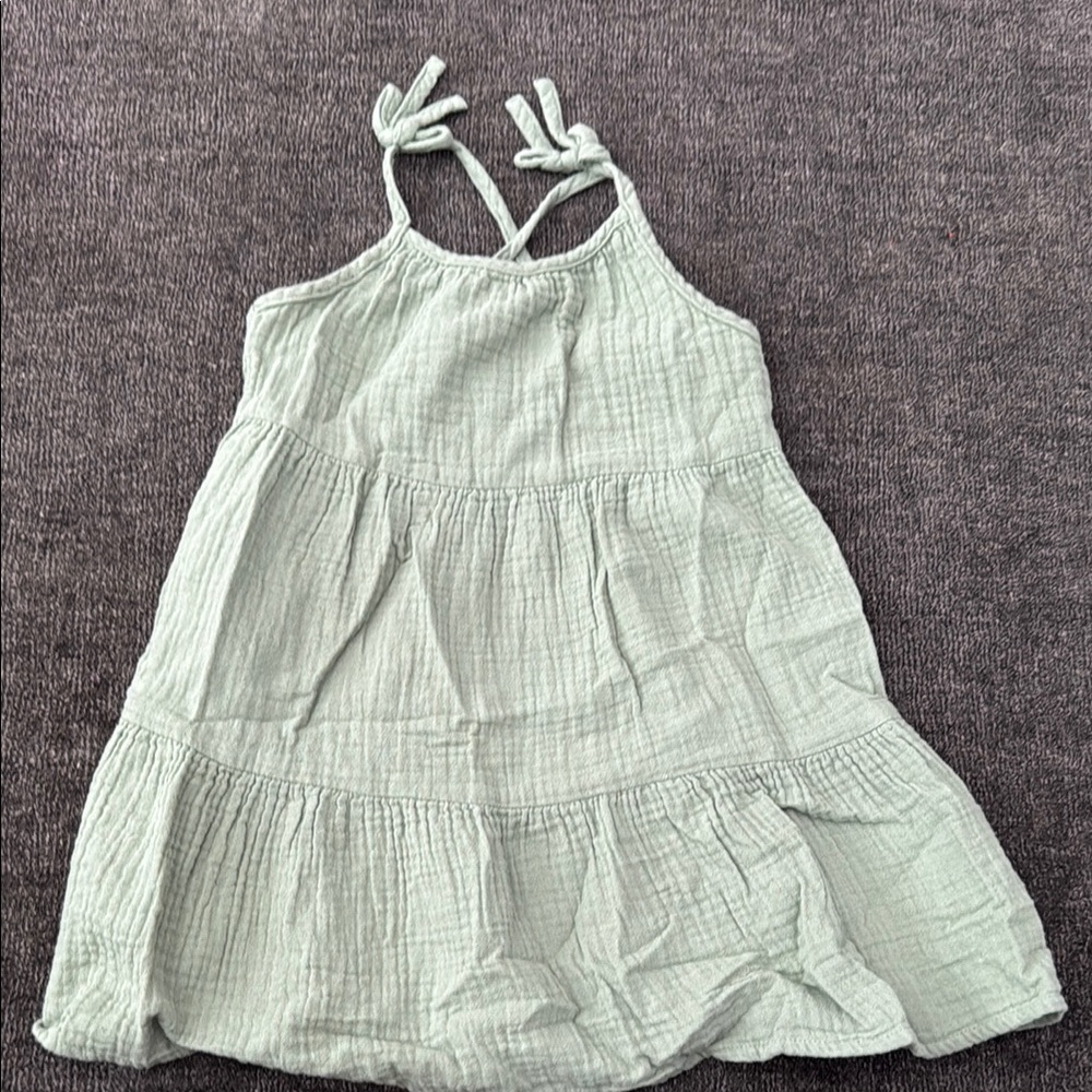 Cat & Jack Olive Green Sleeveless Dress with Bows on Straps